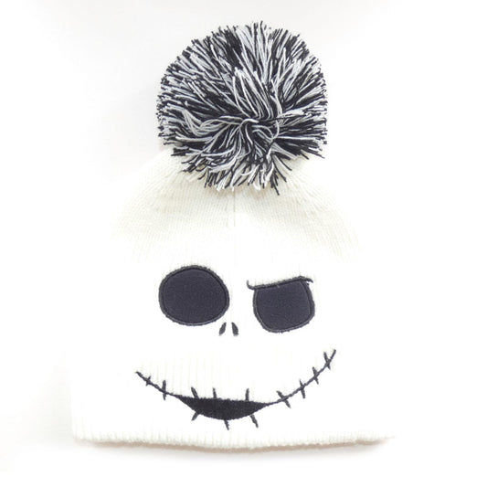 White - Front - Nightmare Before Christmas Jumbo Face Jack Skellington Beanie