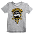 Grey Heather - Front - Harry Potter Childrens-Kids Comic Style Hufflepuff T-Shirt