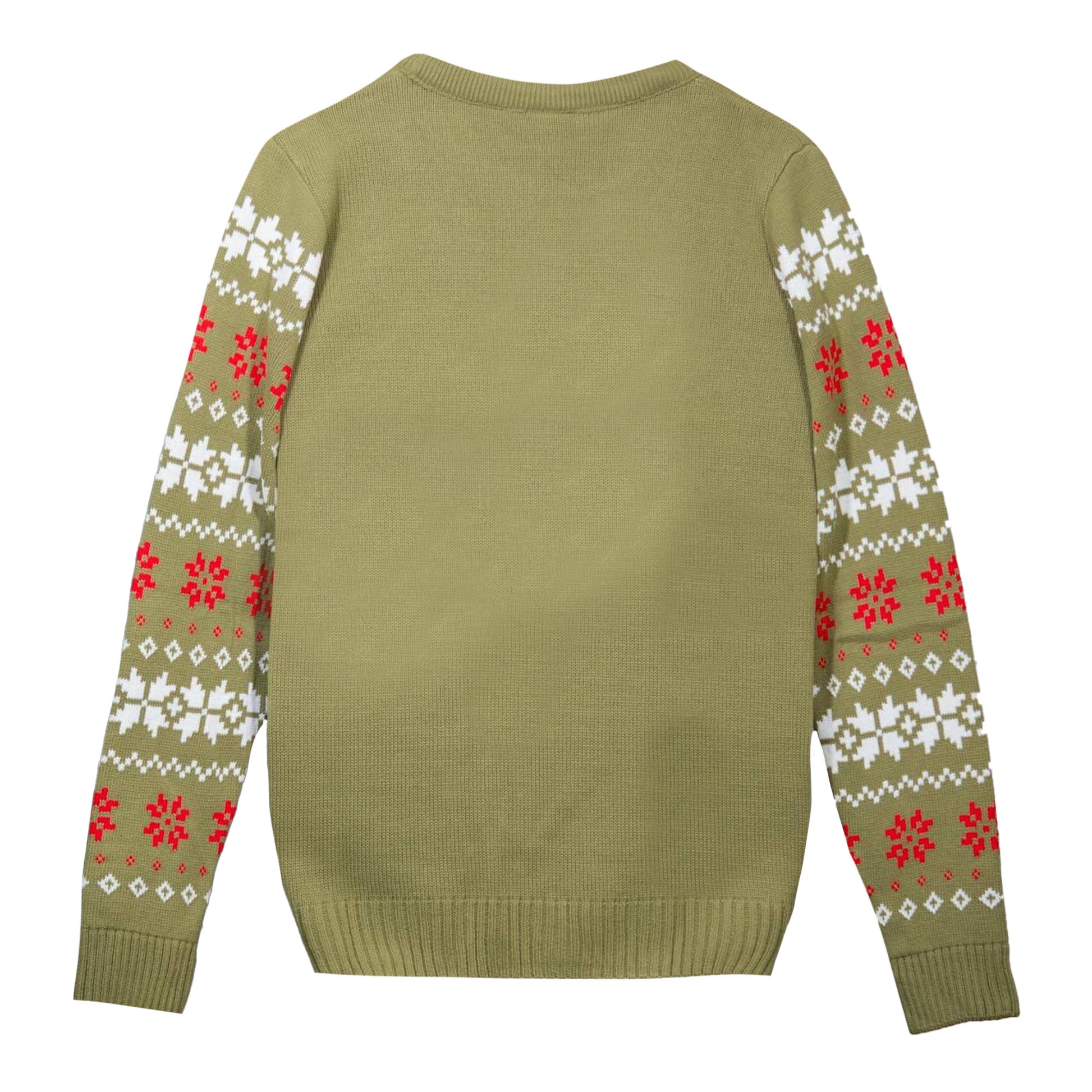 Khaki Green-Black-White - Back - Jurassic Park Unisex Adult Dinosaur Skeleton Knitted Christmas Jumper
