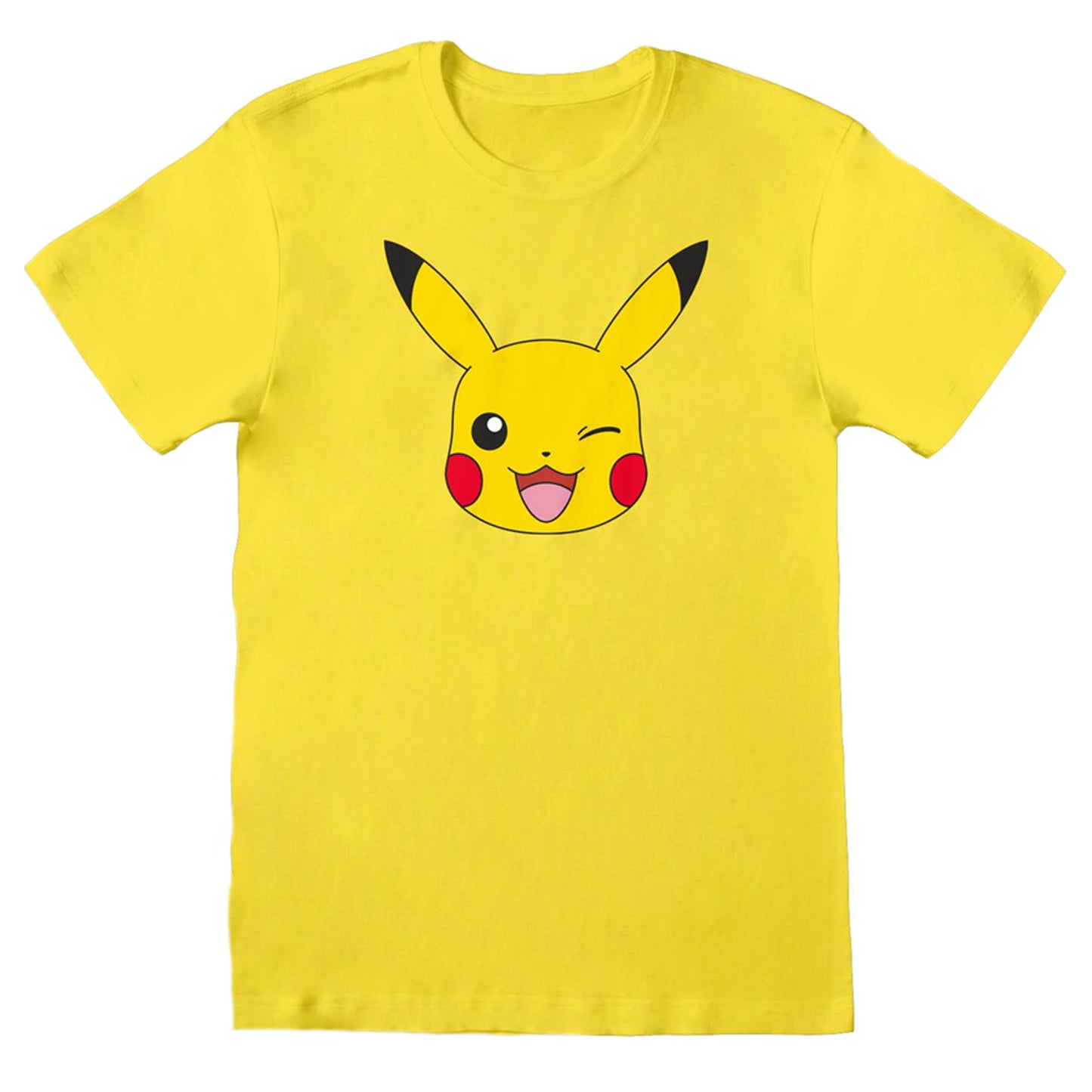 Yellow - Front - Pokemon Unisex Adult Pikachu Face T-Shirt