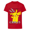 Red - Front - Pokemon Childrens-Kids Pika Pika Japanese T-Shirt