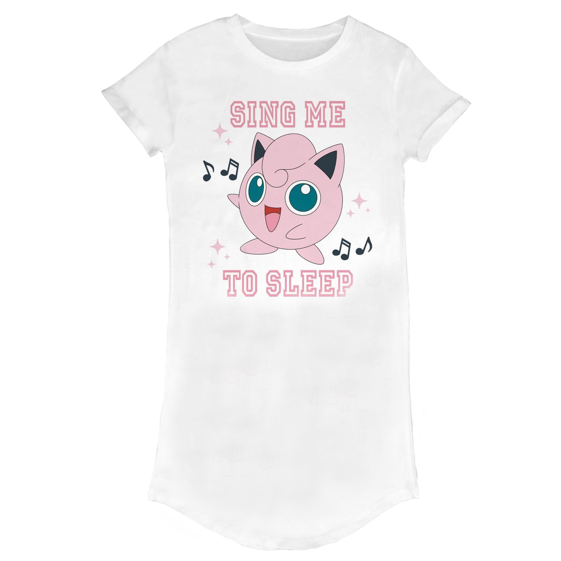 White - Front - Pokemon Womens-Ladies Sing Me To Sleep T-Shirt Dress