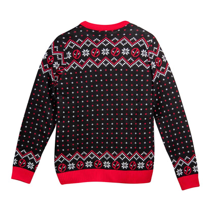 Black-Red-White - Back - Deadpool Unisex Adult Spray Knitted Christmas Jumper