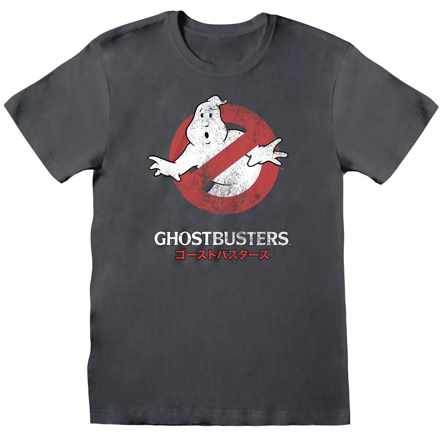 Charcoal - Front - Ghostbusters Unisex Adult Japanese Logo T-Shirt