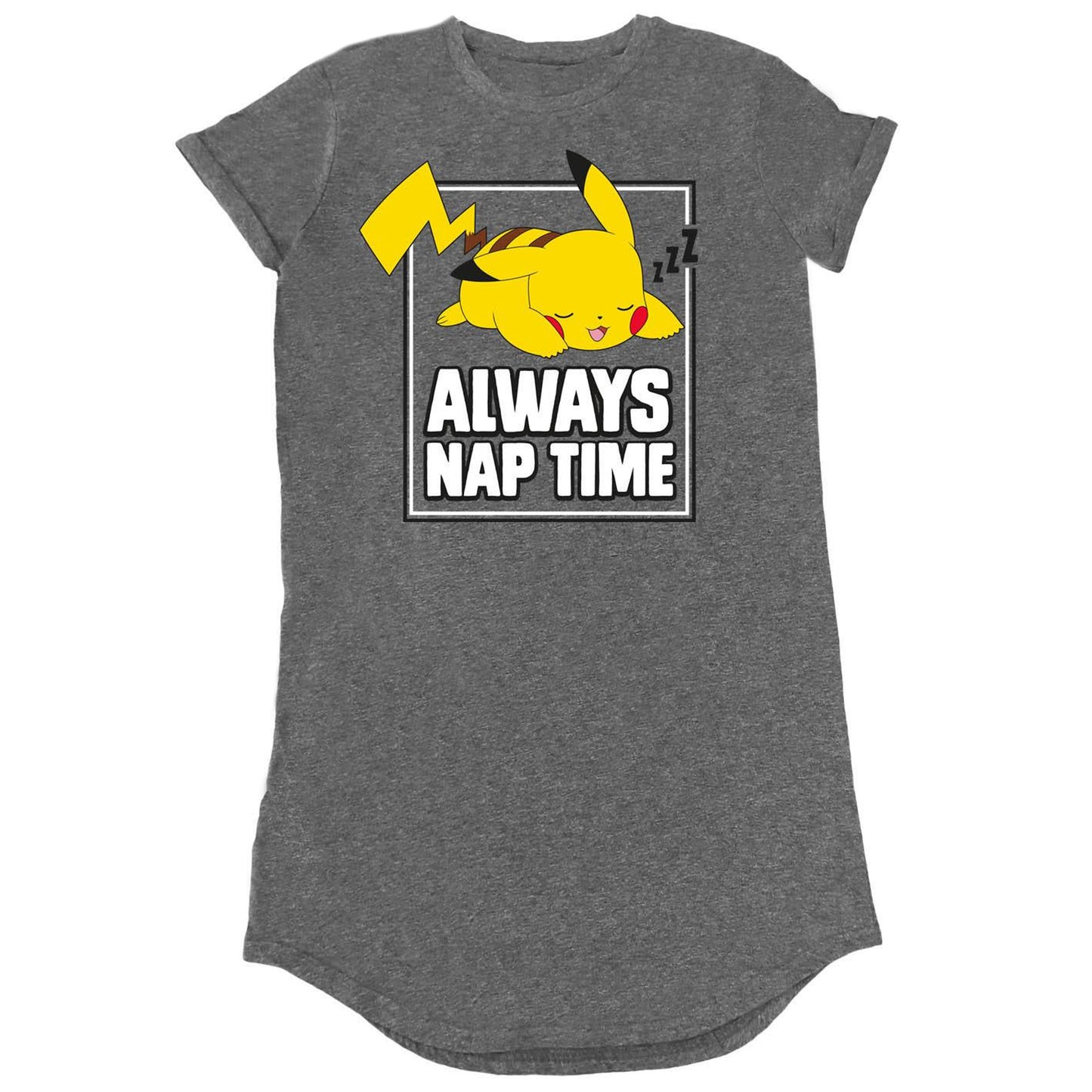 Dark Heather Grey - Front - Pokemon Womens-Ladies Pikachu Heather T-Shirt Dress