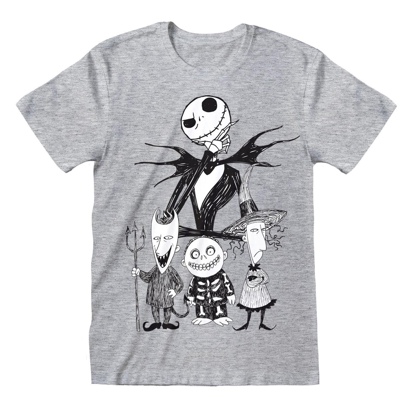 Heather Grey - Front - Nightmare Before Christmas Unisex Adult Trick Or Treaters T-Shirt