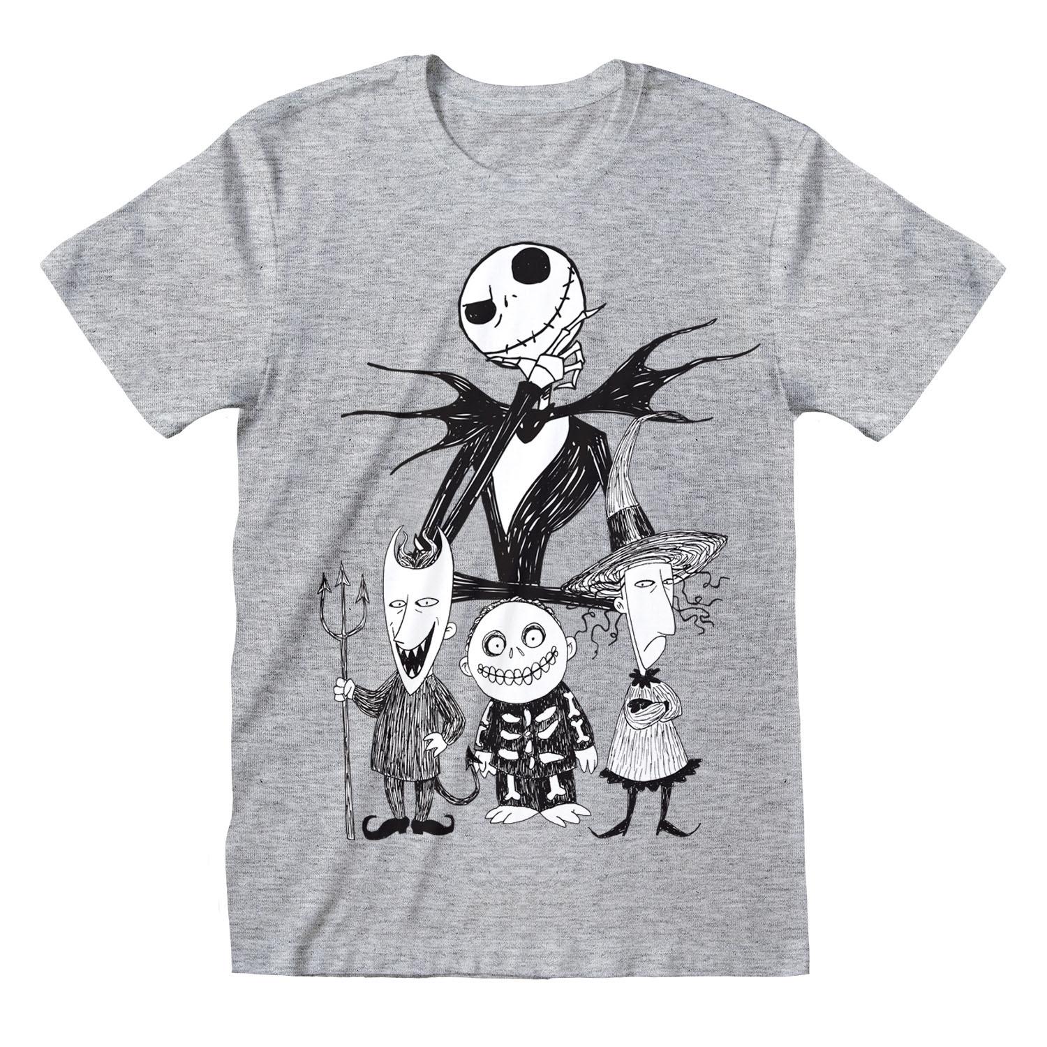Heather Grey - Front - Nightmare Before Christmas Unisex Adult Trick Or Treaters T-Shirt