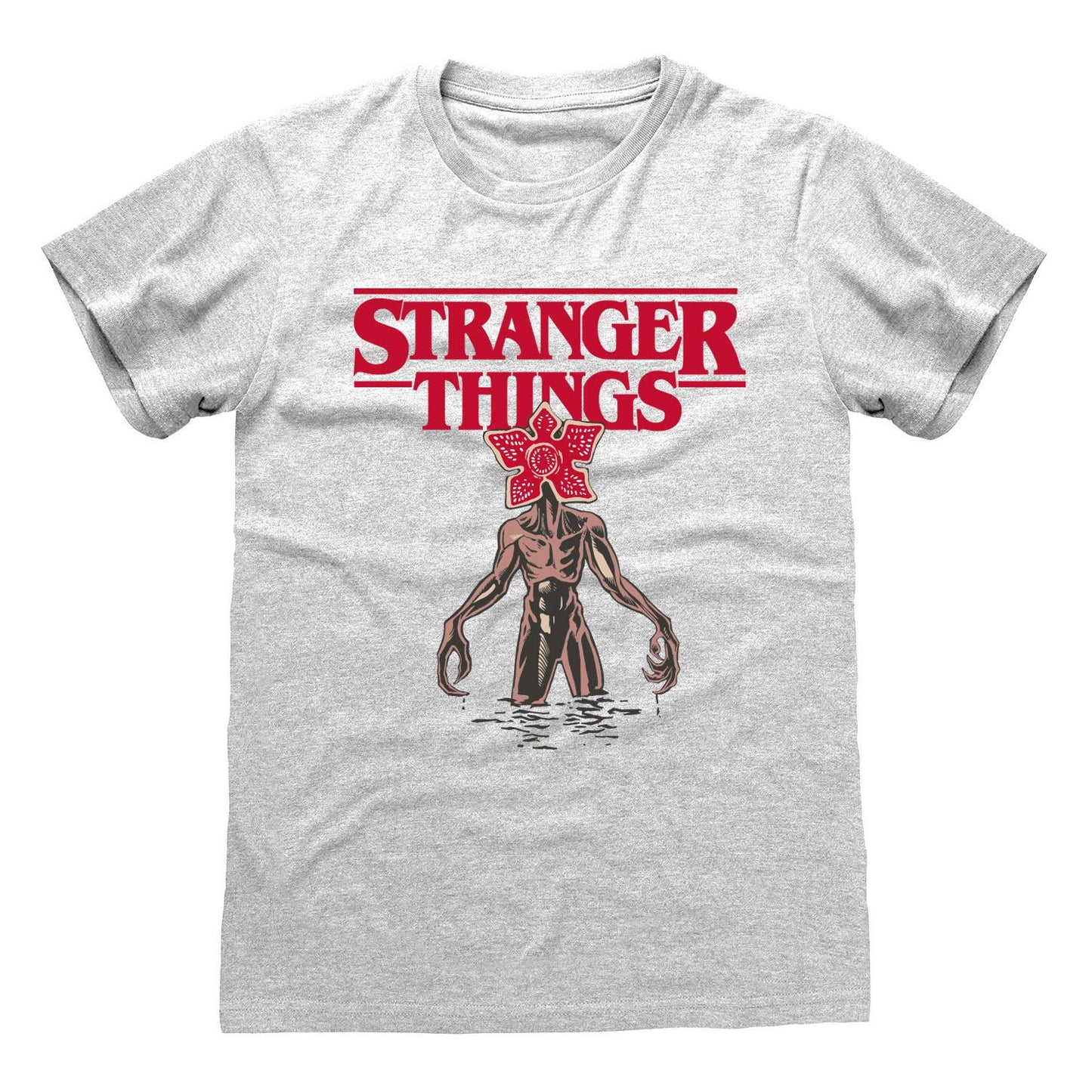 Heather Grey - Front - Stranger Things Unisex Adult Demogorgon Logo T-Shirt