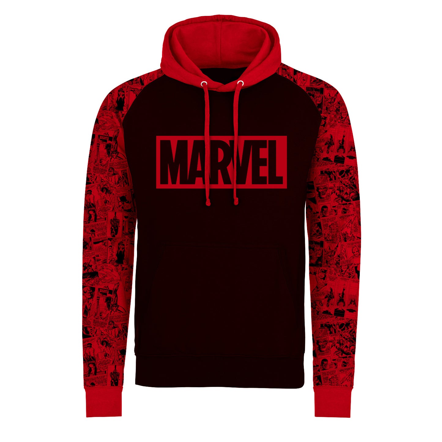 Black-Red - Front - Marvel Comics Unisex Adult Logo Hoodie