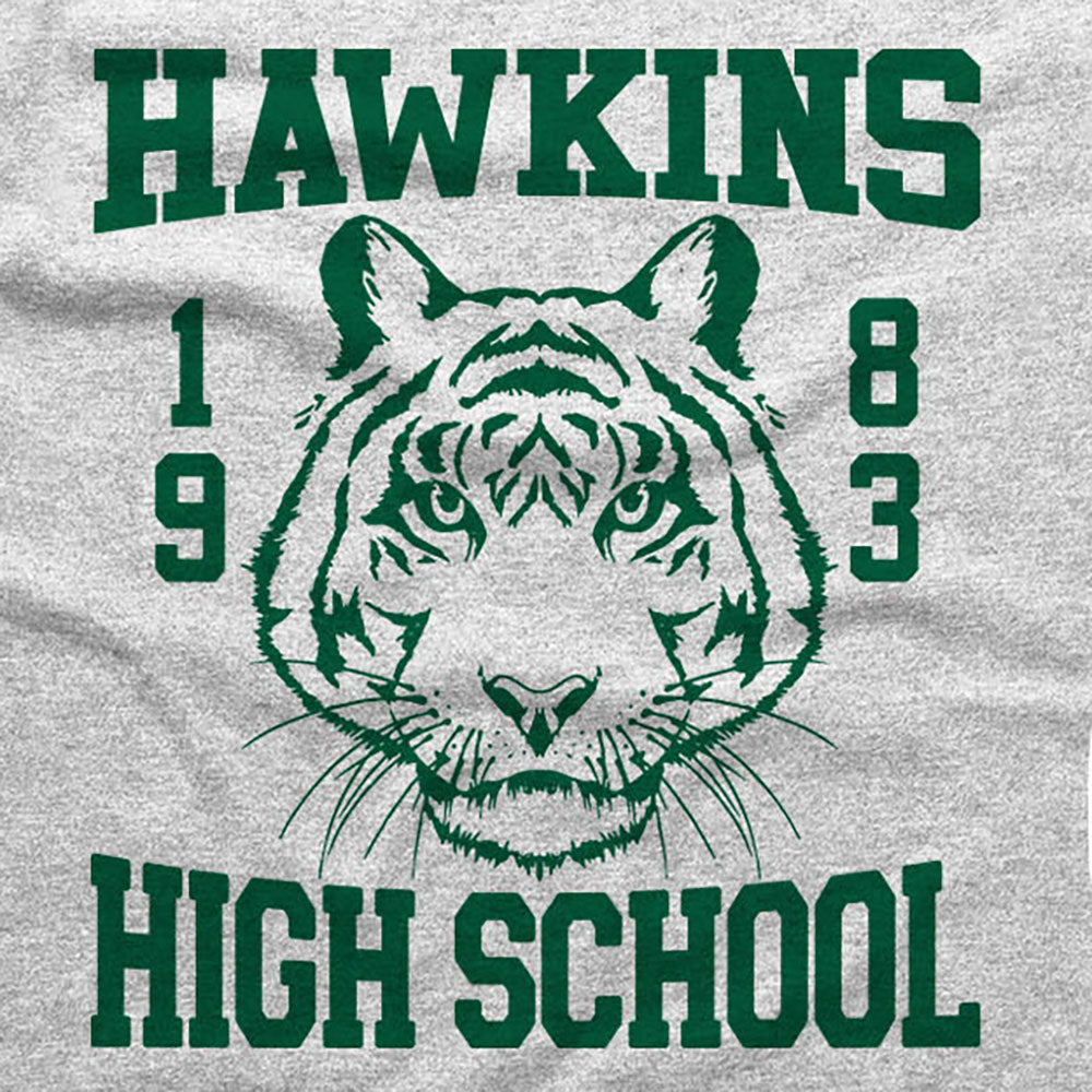 Heather Grey - Back - Stranger Things Unisex Adult Hawkins High School T-Shirt