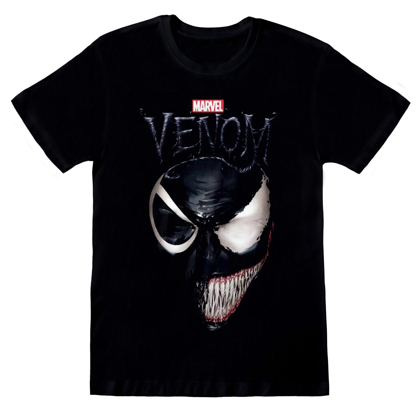 Black-White - Front - Venom Unisex Adult Split Face T-Shirt