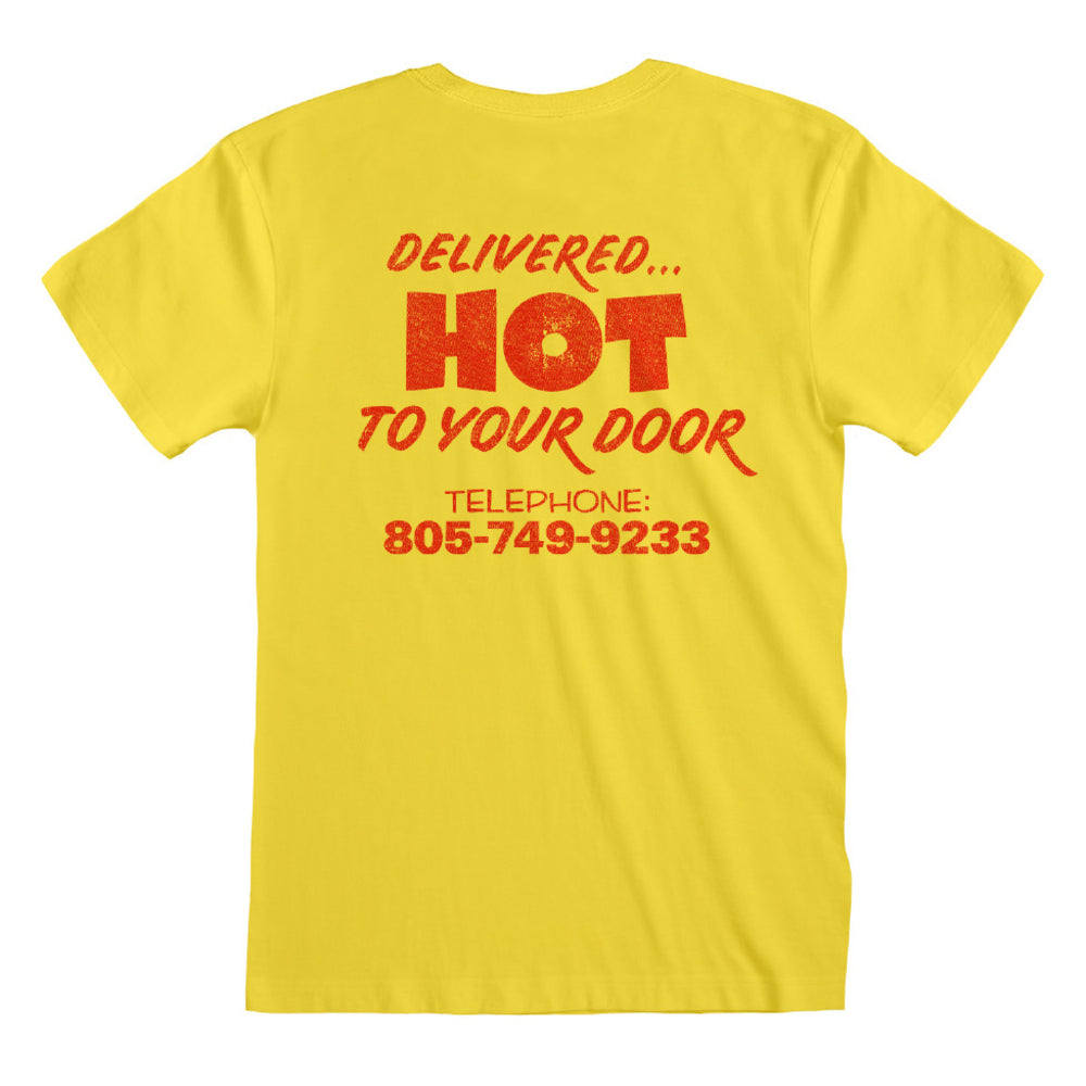 Yellow - Back - Stranger Things Unisex Adult Surfer Boy Pizza T-Shirt