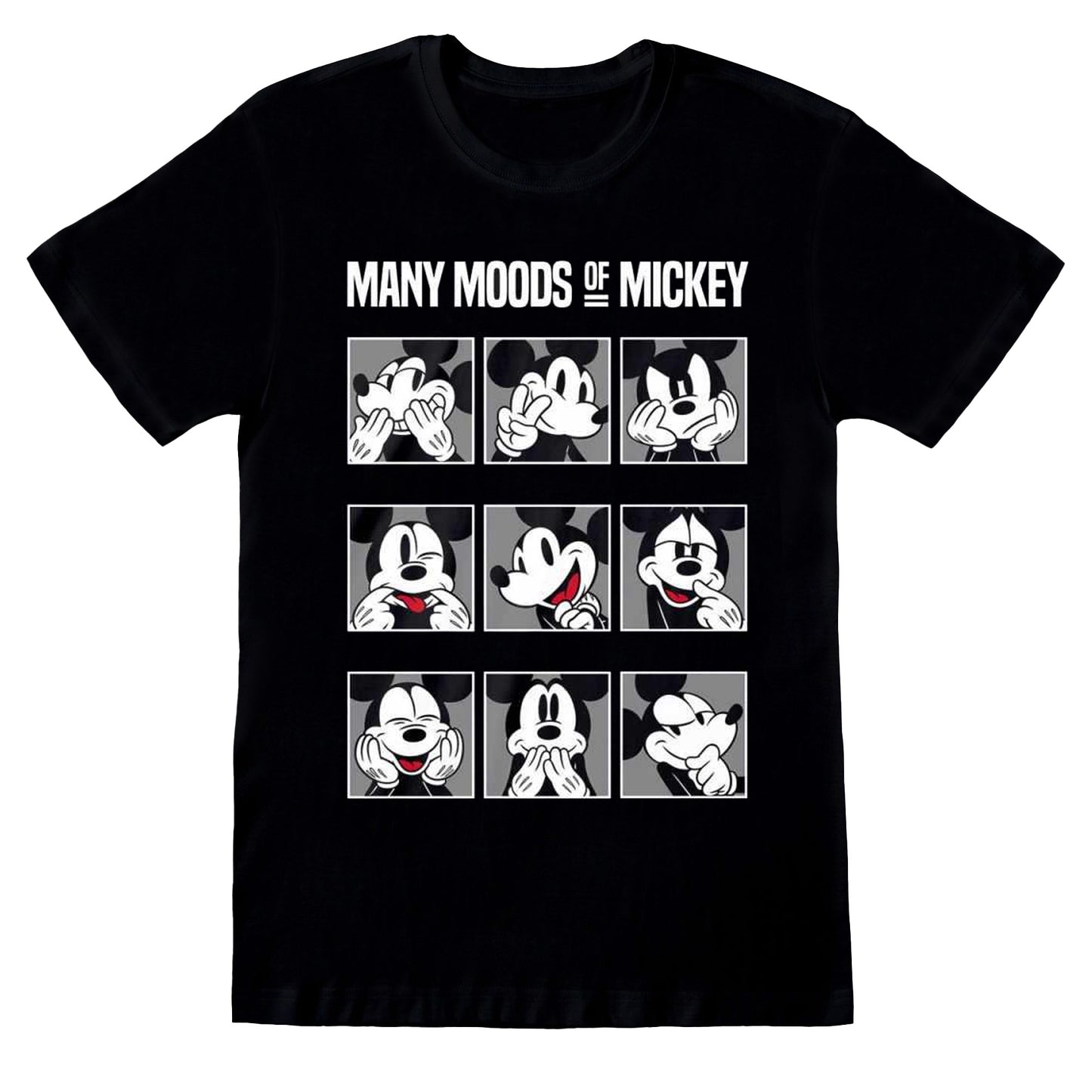 Black-White - Front - Mickey Mouse & Friends Unisex Adult Many Moods Of Mickey T-Shirt