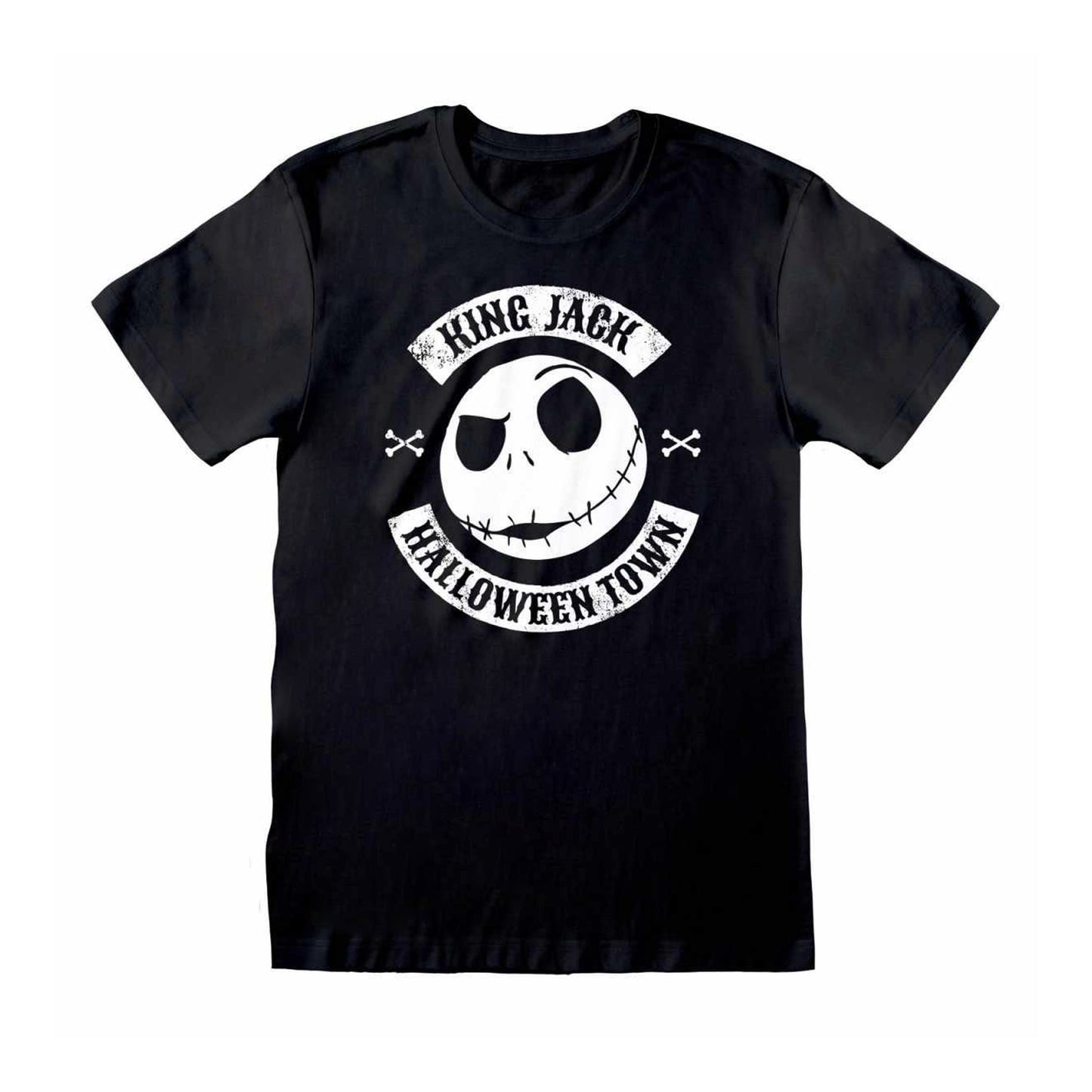 Black-White - Front - Nightmare Before Christmas Unisex Adult Halloween Town Jack Skellington Crest T-Shirt