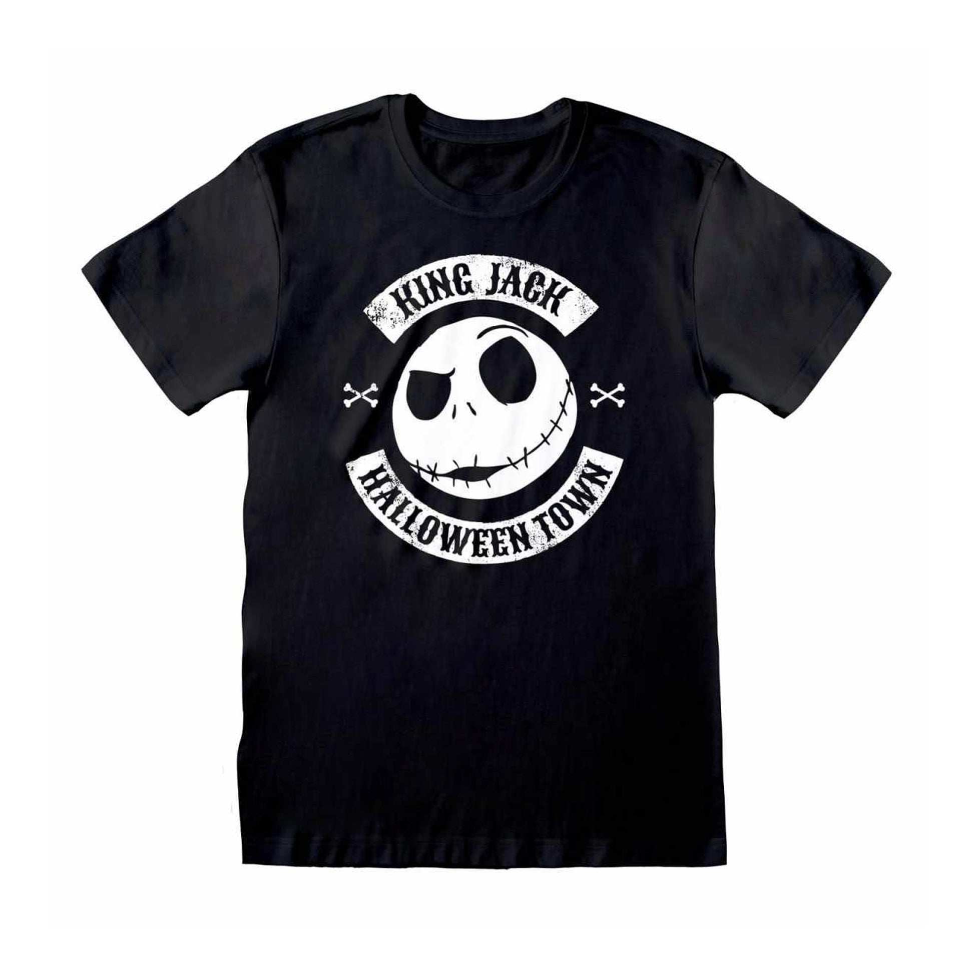 Black-White - Front - Nightmare Before Christmas Unisex Adult Halloween Town Jack Skellington Crest T-Shirt
