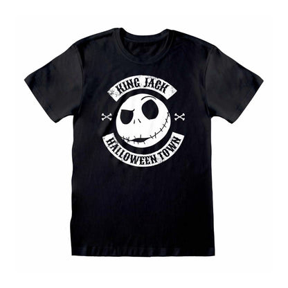 Black-White - Front - Nightmare Before Christmas Unisex Adult Halloween Town Jack Skellington Crest T-Shirt