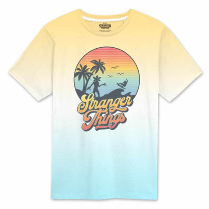 Yellow-Blue-White - Front - Stranger Things Unisex Adult Demogorgon Sunset T-Shirt