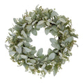 White-Green - Front - Hill Interiors Winter Wax Lambs Ear & Wax Flower Wreath