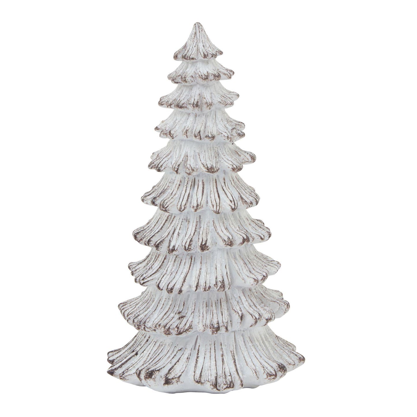 White - Front - Hill Interiors Snowy Pine Tree Sculpture