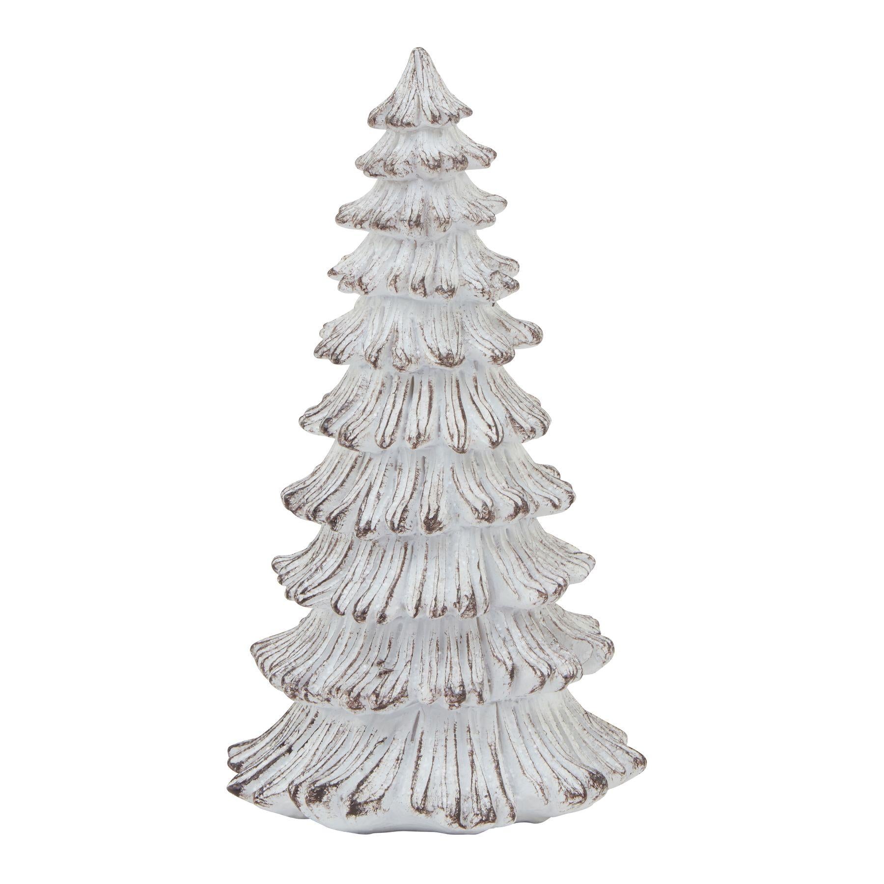 White - Front - Hill Interiors Snowy Pine Tree Sculpture