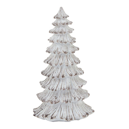 White - Front - Hill Interiors Snowy Pine Tree Sculpture