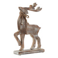 Brown-White - Back - Hill Interiors White Wash Collection Wooden Reindeer Decoration