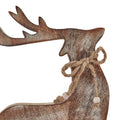 Brown-White - Side - Hill Interiors White Wash Collection Wooden Reindeer Decoration