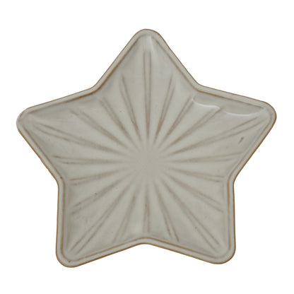 White - Front - Hill Interiors Ceramic Star Christmas Dish