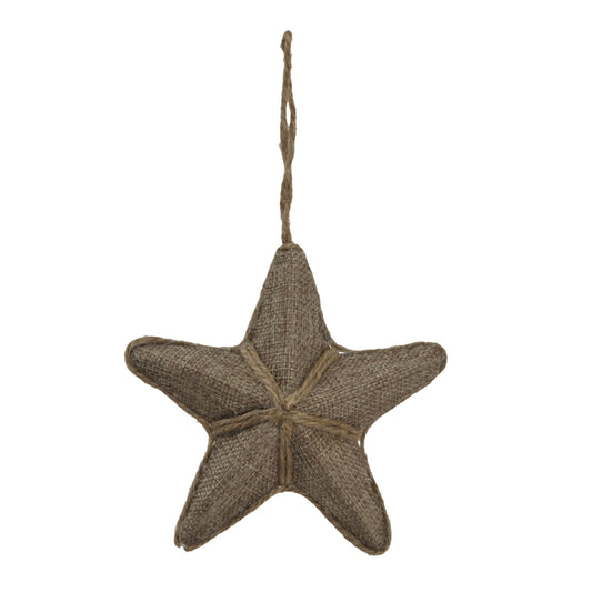 Brown - Front - Hill Interiors Jute Star Hanging Decoration