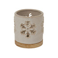 White - Side - Hill Interiors Ceramic Snowflake Christmas Candle Holder