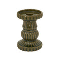Green - Front - Hill Interiors Ceramic Pillar Candle Holder