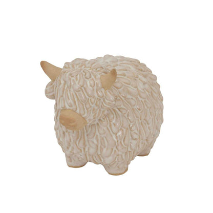 White - Back - Hill Interiors Ceramic Highland Cow Christmas Decoration