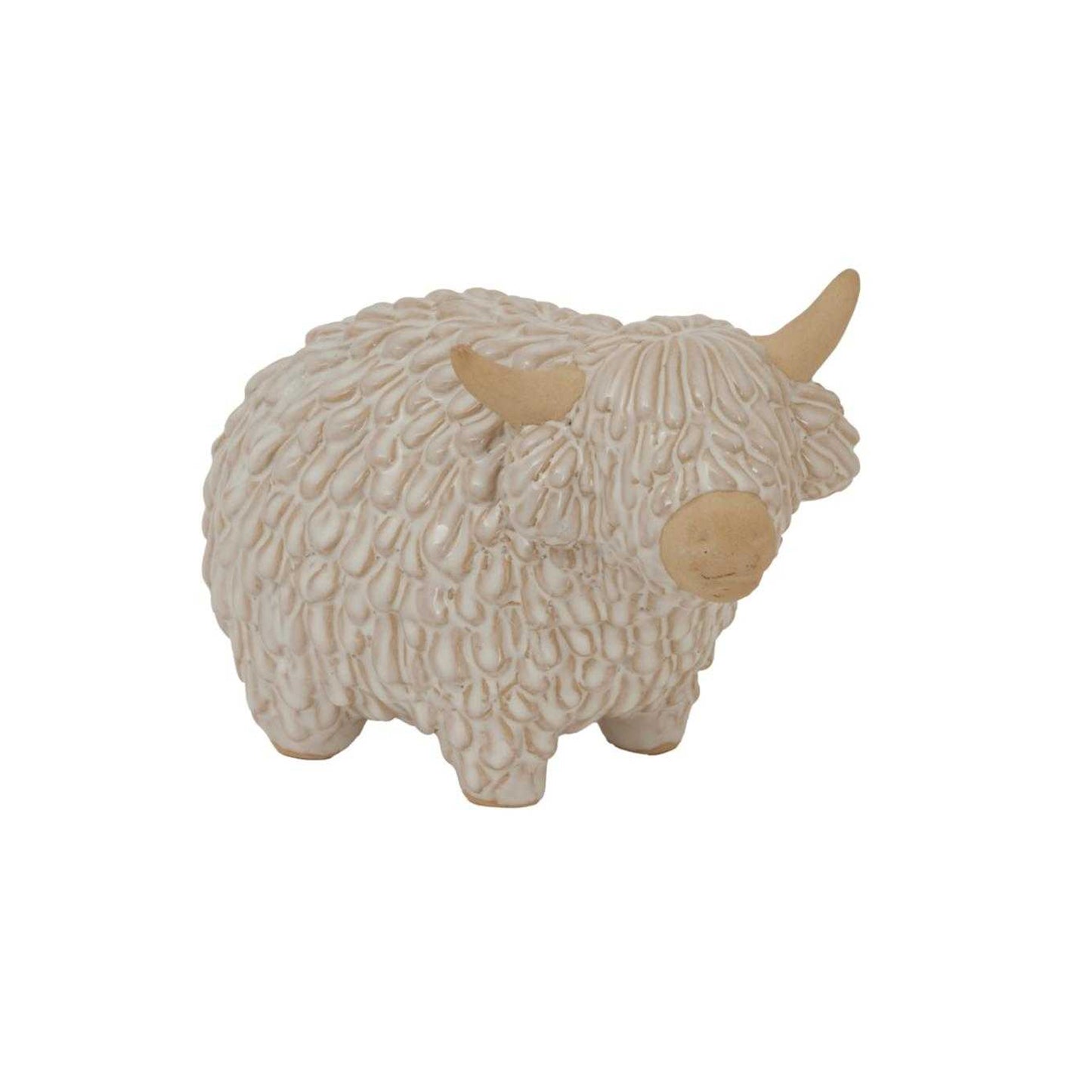 White - Front - Hill Interiors Ceramic Highland Cow Christmas Decoration
