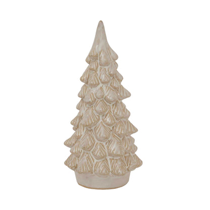 White - Front - Hill Interiors Ceramic Snowy Tree Christmas Decoration