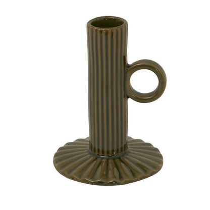 Green - Front - Hill Interiors Ceramic Tapered Candle Holder