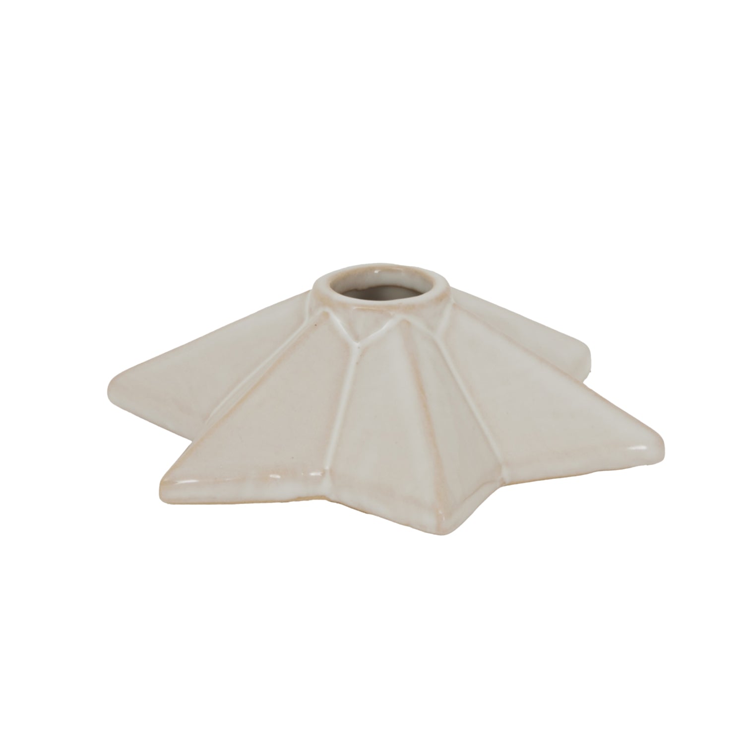 White - Front - Hill Interiors Ceramic Star Christmas Candle Holder