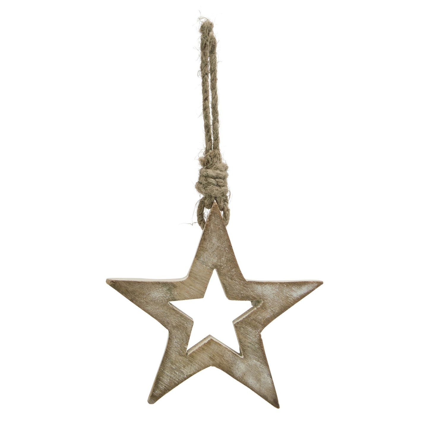 Brown-White - Back - Hill Interiors Wooden Star Hanging Ornament
