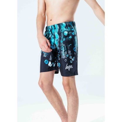 Black-Blue - Back - Hype Childrens-Kids Bubble Swim Shorts
