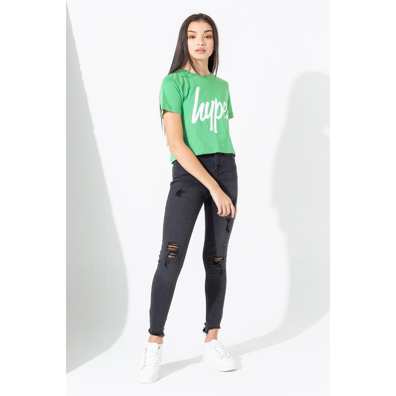 Green - Back - Hype Childrens-Kids Script Crop Top