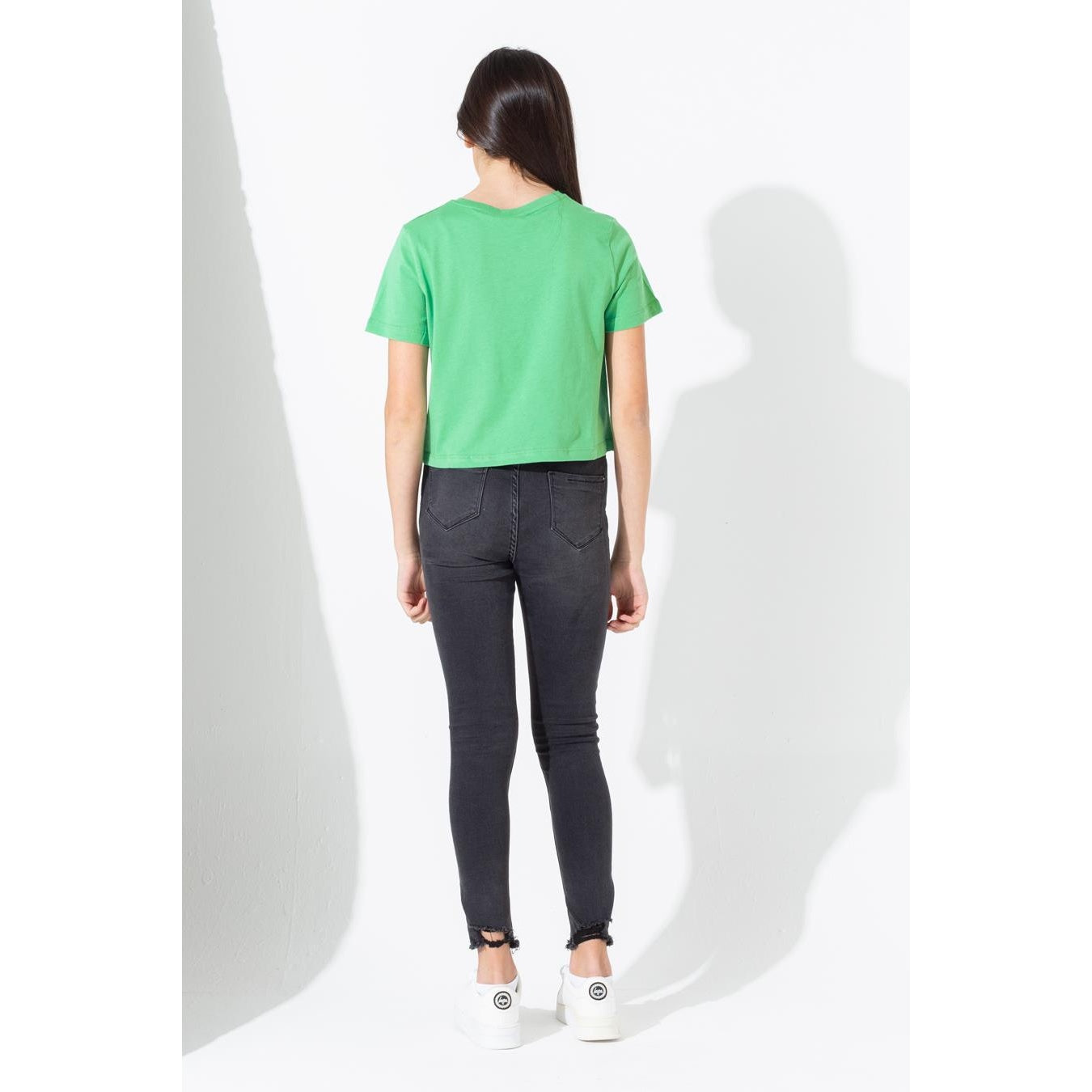 Green - Side - Hype Childrens-Kids Script Crop Top