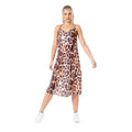Beige - Front - Hype Womens-Ladies Leopard Print Slip Dress
