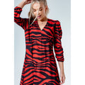 Brick Red-Black - Side - Hype Womens-Ladies Tiger Midi Dress