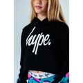Black-Green-Pink - Close up - Hype Girls Animal Panel Cropped Pullover Hoodie