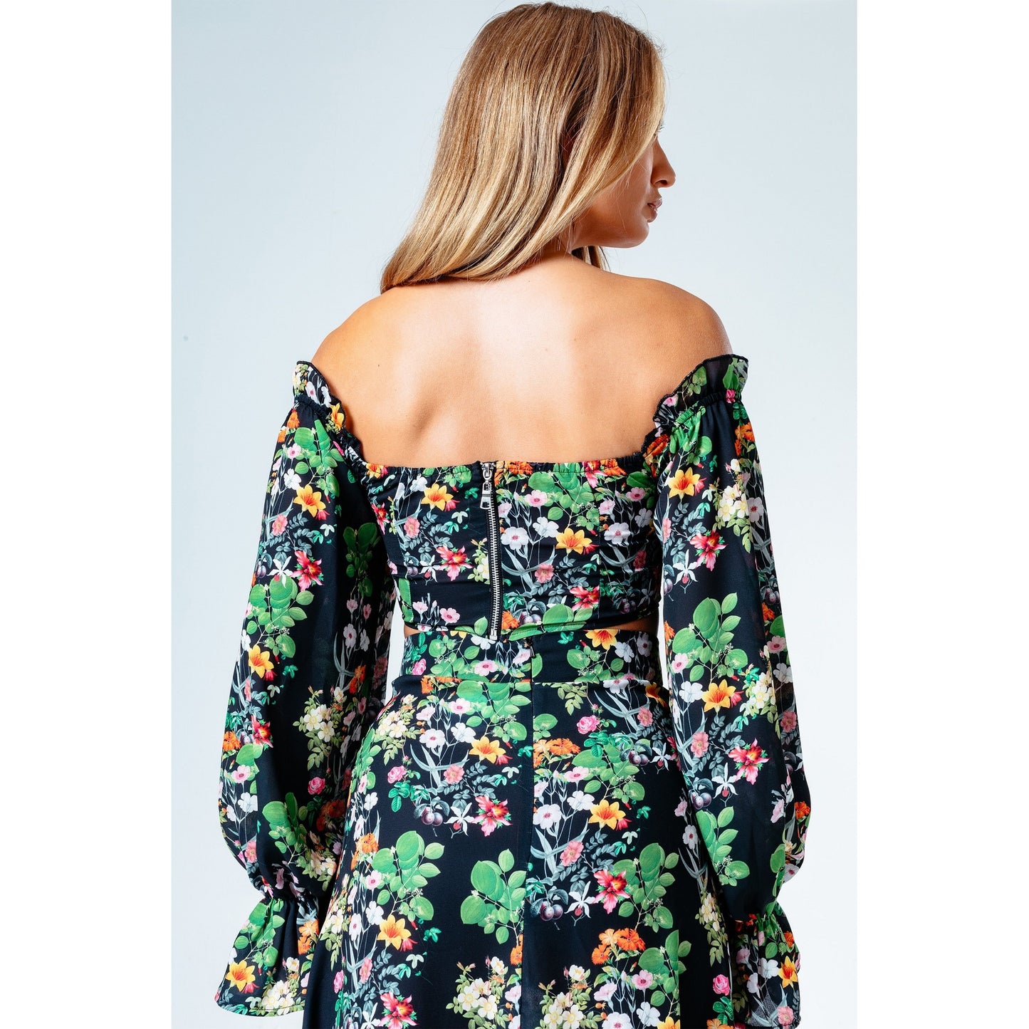 Multicoloured - Pack Shot - Hype Womens-Ladies Ditsy Floral Bardot Top