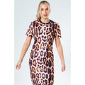 Brown - Back - Hype Womens-Ladies Leopard Maxi Dress