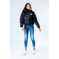 Black-Pink - Back - Hype Girls Cropped Puffer Jacket