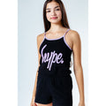 Black-Purple - Side - Hype Girls Strappy Playsuit