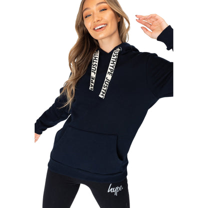 Navy - Back - Hype Womens-Ladies Drawstring Pullover Hoodie