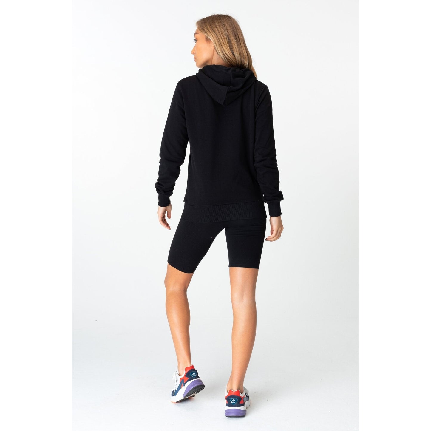 Navy - Side - Hype Womens-Ladies Drawstring Pullover Hoodie