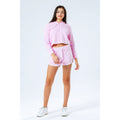 Pink - Back - Hype Girls Velour Crop Hoodie